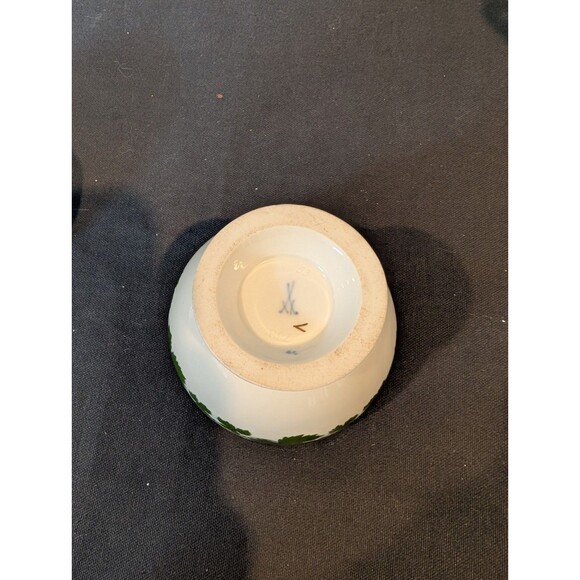 Meissen Green Ivy Sugar Bowl & Swan Handle Creamer – 19th/20th C – First Quality - Picture 11 of 16